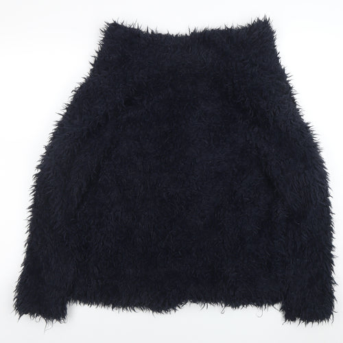 Zara Women's Black Faux Fur Mid-Length Coat Size S