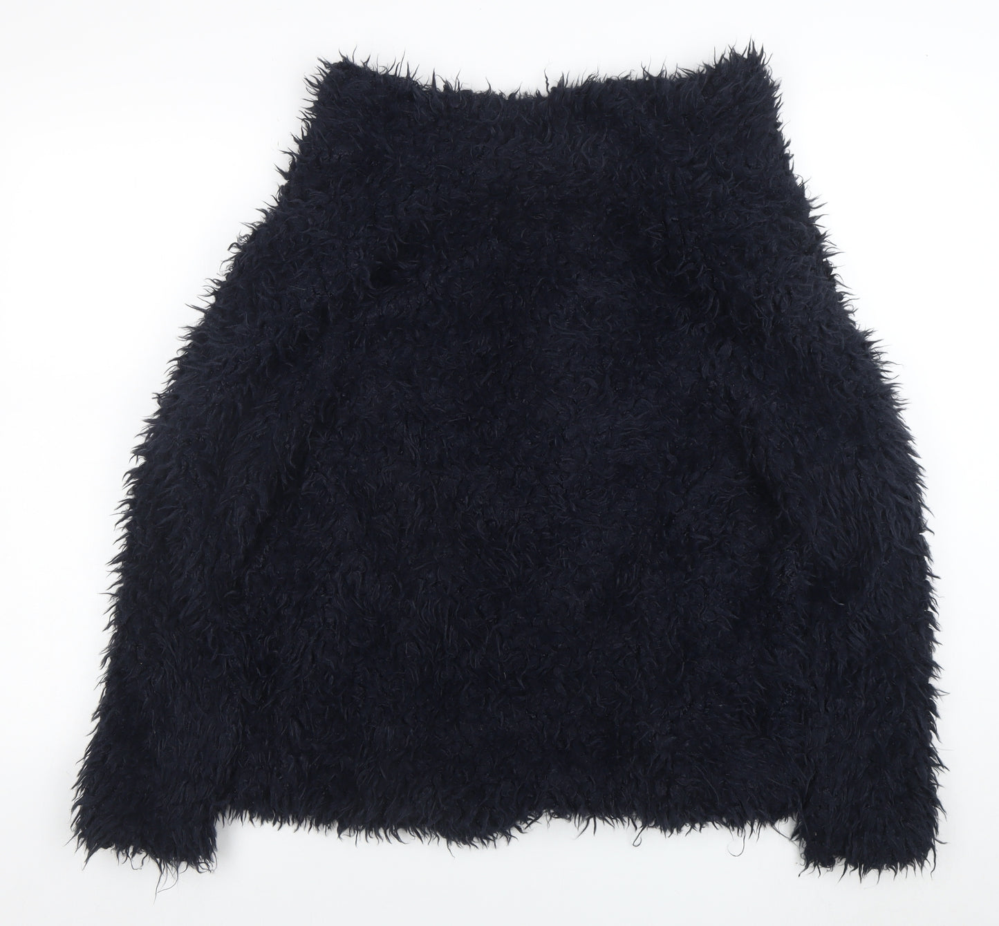 Zara Women's Black Faux Fur Mid-Length Coat Size S