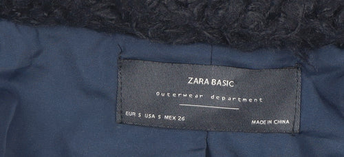 Zara Women's Black Faux Fur Mid-Length Coat Size S