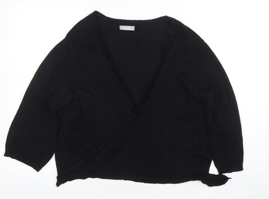 Wallis Women’s Black Wrap V-Neck 3/4 Sleeve Knit Jumper XL