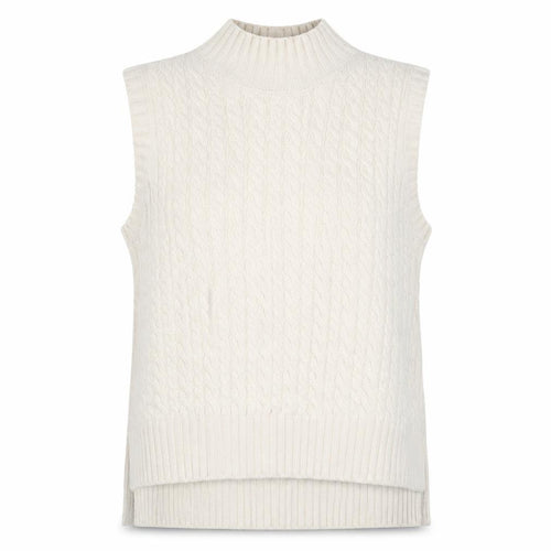French Connection Womens Ivory Cable-Knit Wool Sleeveless Mock Neck Vest XL