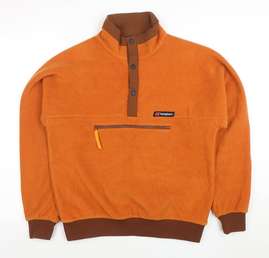 Berghaus Women Orange Brown Fleece Pullover Sweatshirt XS
