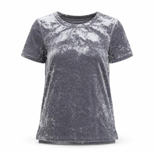 Oasis Womens Grey Velvet Short Sleeve T-Shirt XS