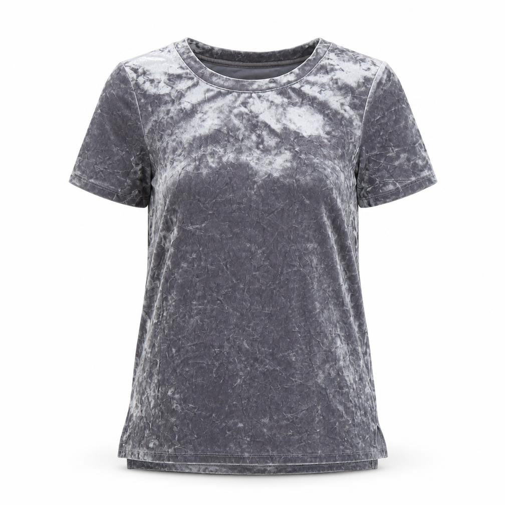 Oasis Womens Grey Velvet Short Sleeve T-Shirt XS