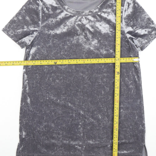 Oasis Womens Grey Velvet Short Sleeve T-Shirt XS