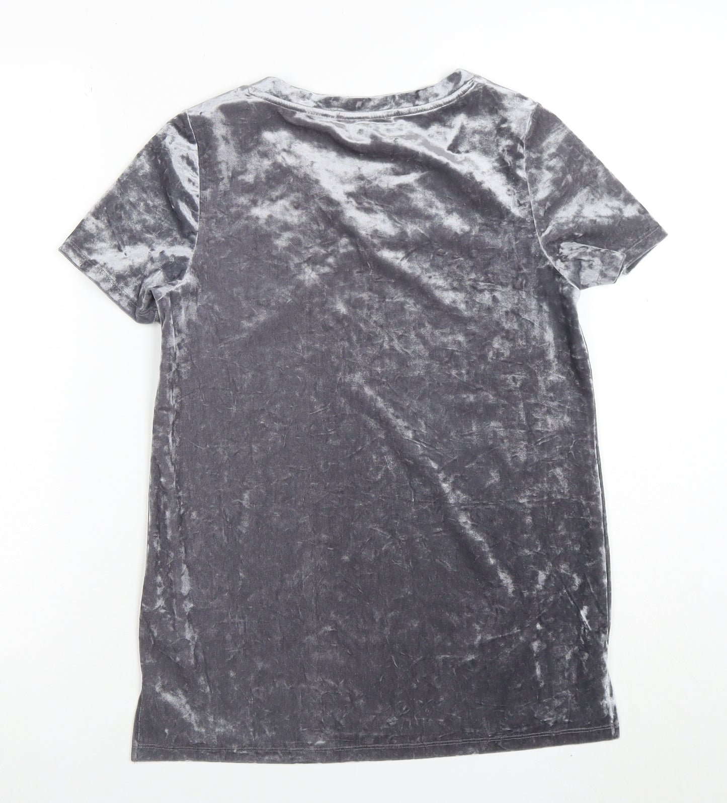 Oasis Womens Grey Velvet Short Sleeve T-Shirt XS