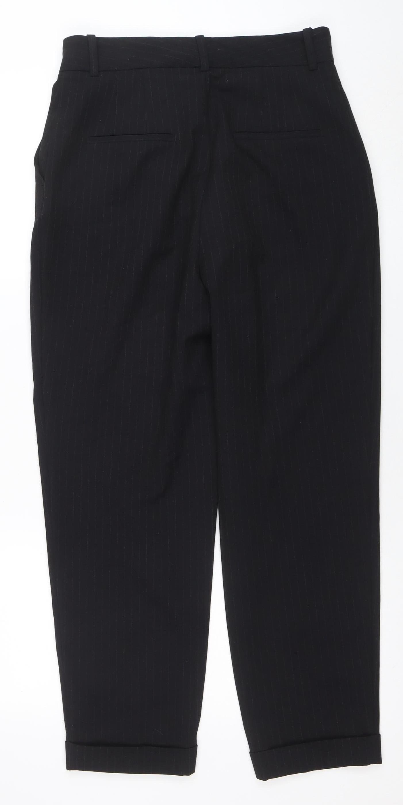 ZARA Women's Black Cropped Slim Fit Tailored Trousers Size 12