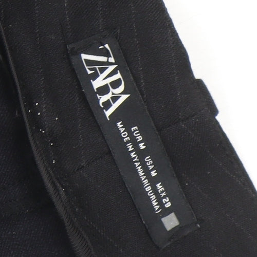 ZARA Women's Black Cropped Slim Fit Tailored Trousers Size 12