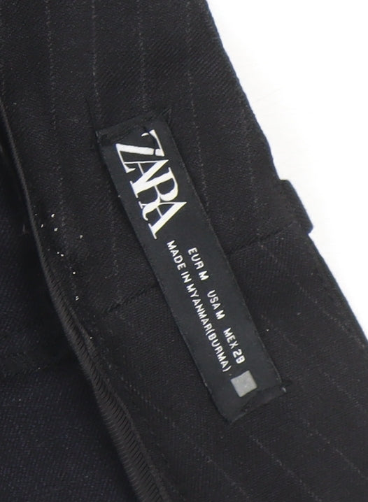 ZARA Women's Black Cropped Slim Fit Tailored Trousers Size 12