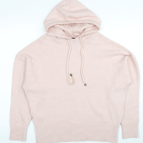 Peacocks Womens Pink Hooded Pullover Hoodie Medium Soft Knit