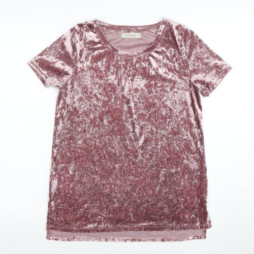 Oasis Womens Pink Velvet Short Sleeve T-Shirt XS