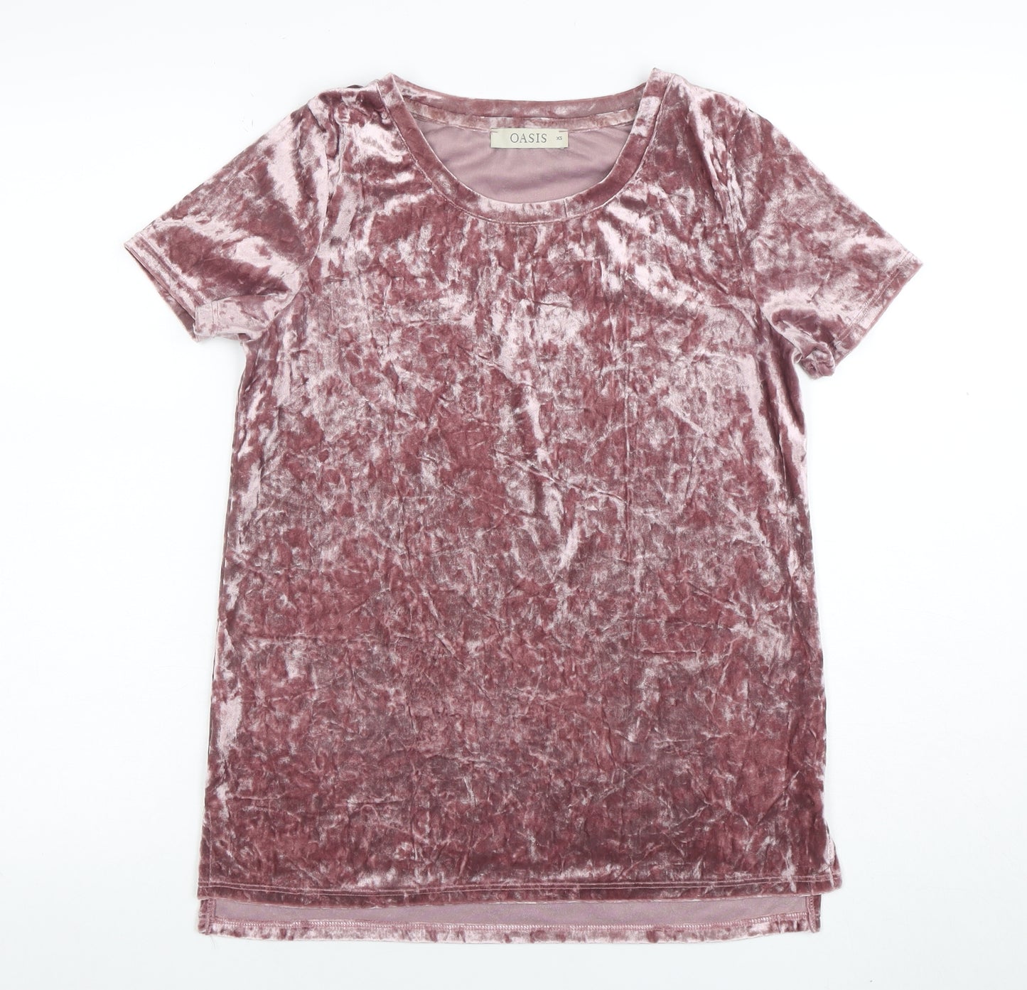 Oasis Womens Pink Velvet Short Sleeve T-Shirt XS