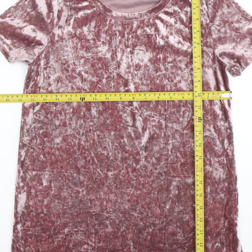 Oasis Womens Pink Velvet Short Sleeve T-Shirt XS