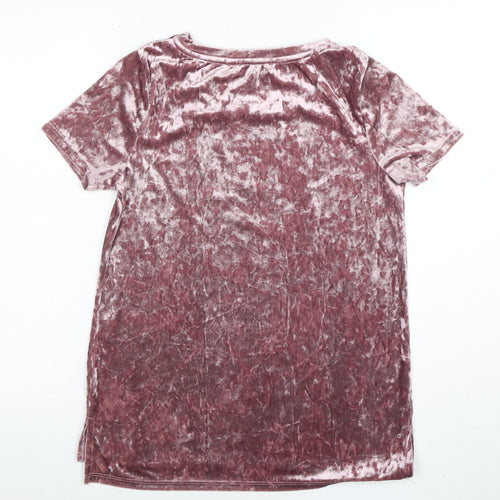 Oasis Womens Pink Velvet Short Sleeve T-Shirt XS