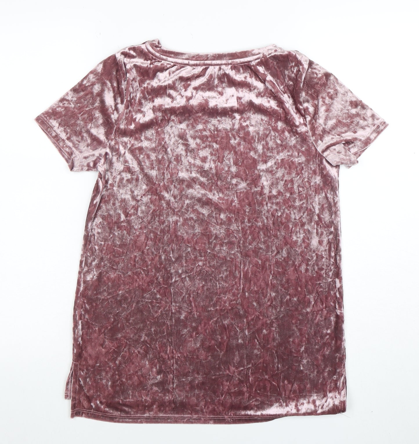 Oasis Womens Pink Velvet Short Sleeve T-Shirt XS