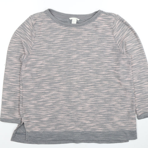 H&M Women’s Grey Striped Knit Pullover Jumper Size 12