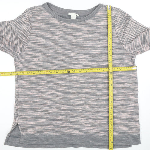 H&M Women’s Grey Striped Knit Pullover Jumper Size 12