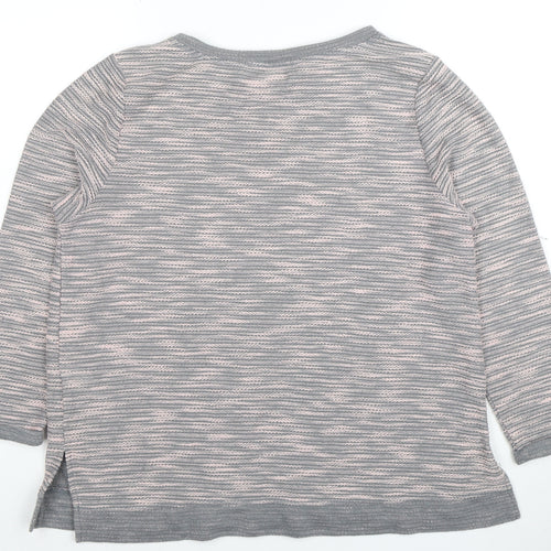 H&M Women’s Grey Striped Knit Pullover Jumper Size 12