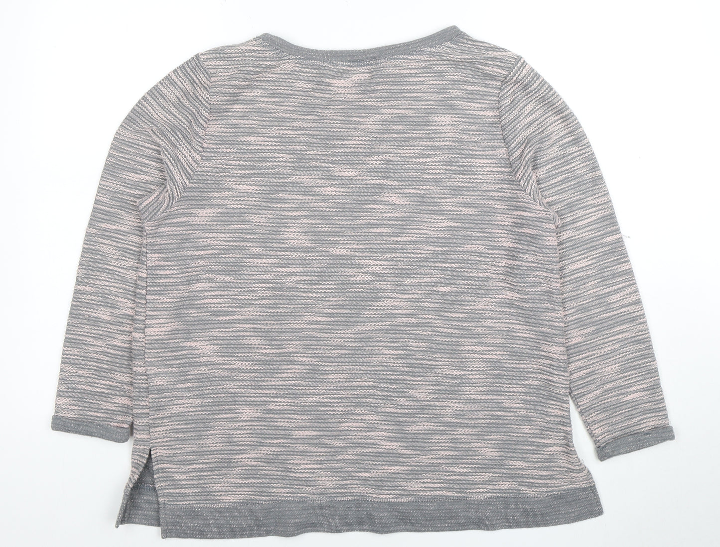 H&M Women’s Grey Striped Knit Pullover Jumper Size 12
