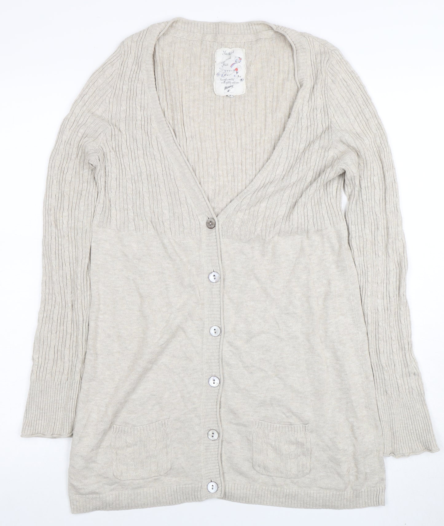 Mammut Women Beige V-Neck Long Sleeve Cardigan Size 12