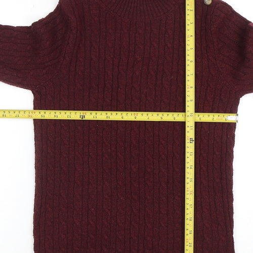Superdry Womens Red Cable-Knit Roll Neck Jumper Size 10