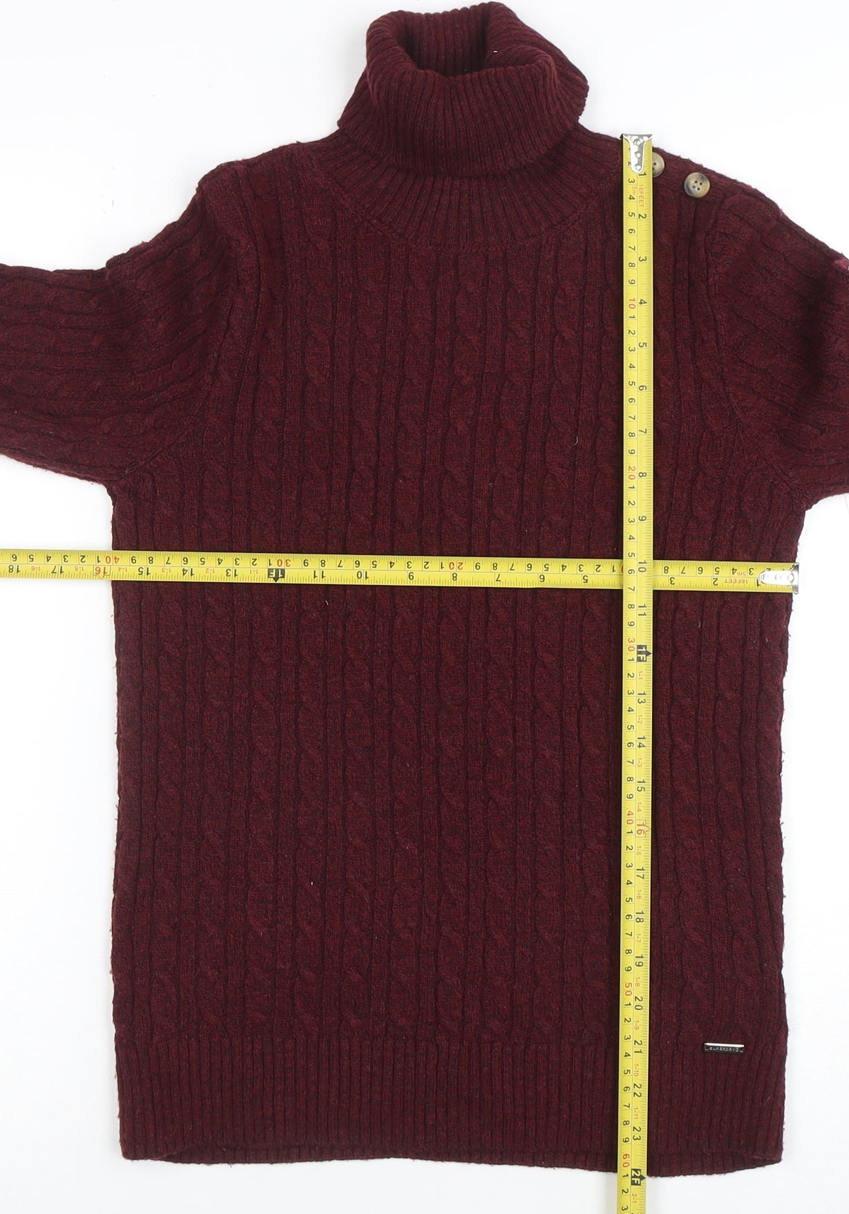 Superdry Womens Red Cable-Knit Roll Neck Jumper Size 10