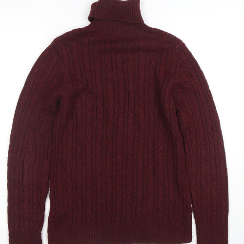 Superdry Womens Red Cable-Knit Roll Neck Jumper Size 10