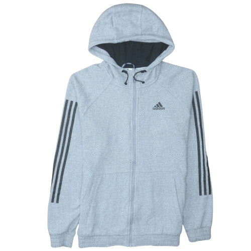 Adidas Men's Grey Full Zip Fleece Hoodie Size S