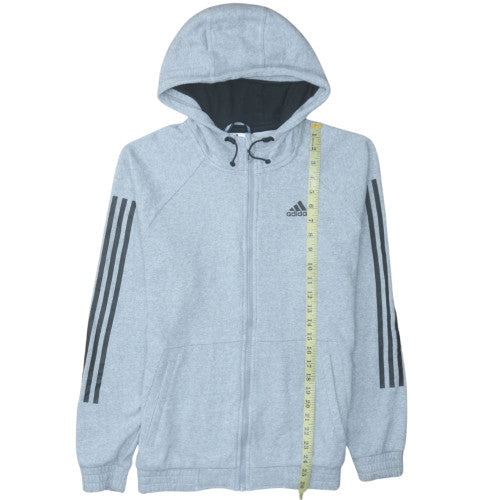 Adidas Men's Grey Full Zip Fleece Hoodie Size S