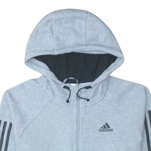 Adidas Men's Grey Full Zip Fleece Hoodie Size S