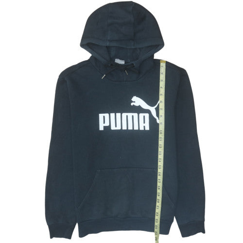 Puma Women's Black Small Pullover Hoodie with Logo Print