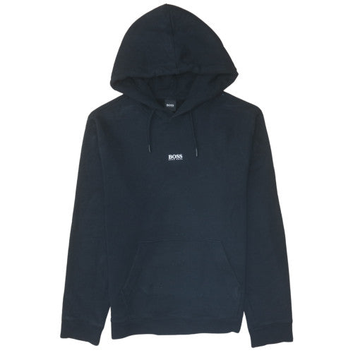 Hugo Boss Men's Black Pullover Hoodie L Logo Fleece Sweatshirt