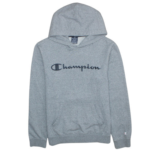 Champion Men's Grey Pullover Hoodie Medium Graphic Logo