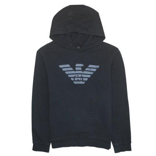 Emporio Armani EA7 Men's Black Pullover Hoodie Medium Logo Sweatshirt