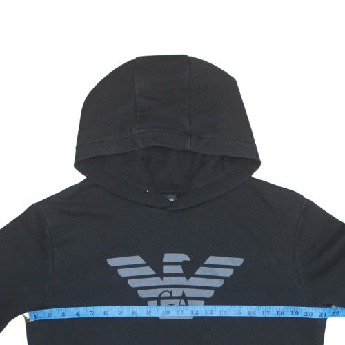 Emporio Armani EA7 Men's Black Pullover Hoodie Medium Logo Sweatshirt