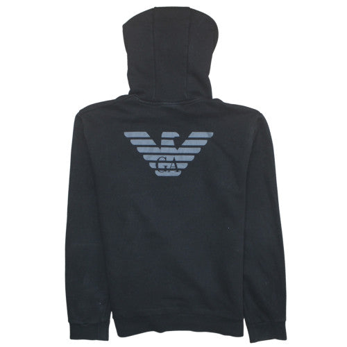 Emporio Armani EA7 Men's Black Pullover Hoodie Medium Logo Sweatshirt