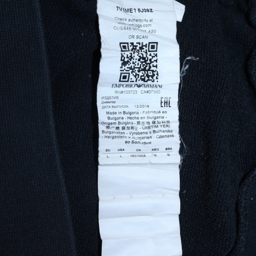 Emporio Armani EA7 Men's Black Pullover Hoodie Medium Logo Sweatshirt