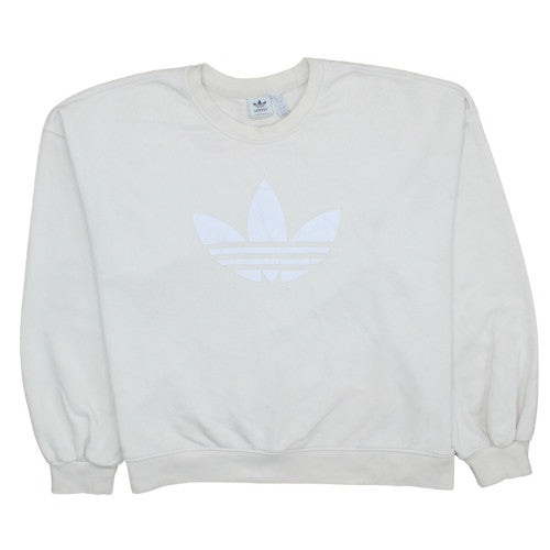 Adidas Womens White Crew Neck Pullover Sweatshirt Size 20