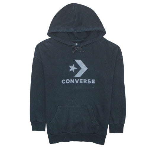 Converse Mens Black Pullover Hoodie XS Regular Fit Logo Fleece