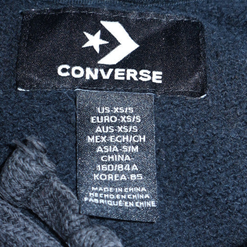 Converse Mens Black Pullover Hoodie XS Regular Fit Logo Fleece