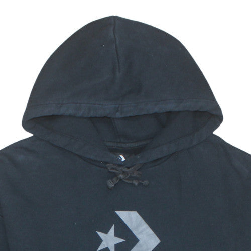 Converse Mens Black Pullover Hoodie XS Regular Fit Logo Fleece