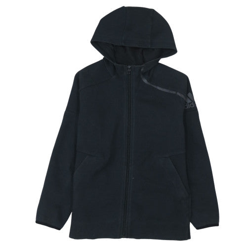 Adidas Boys Black Full Zip Hoodie Size 11-12 Years Fleece Sweatshirt