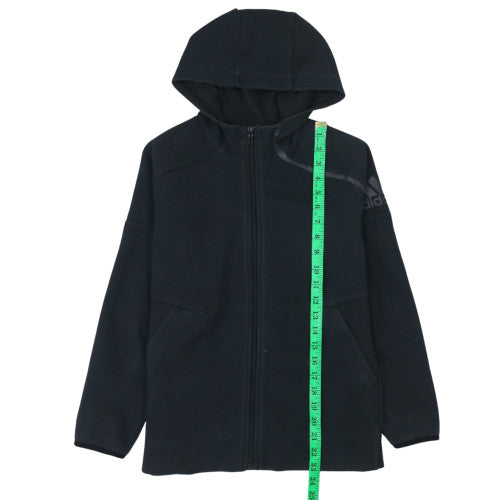 Adidas Boys Black Full Zip Hoodie Size 11-12 Years Fleece Sweatshirt