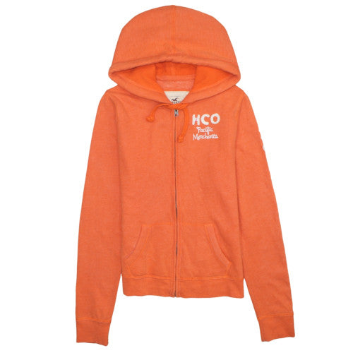 Hollister Womens Orange Full Zip Hoodie Size L