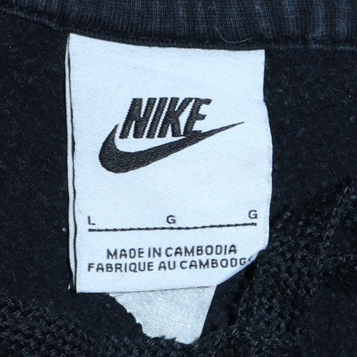 Nike Men's Black Pullover Hoodie L Logo Fleece Sweatshirt