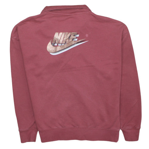 Nike Womens Pink 1/4 Zip Pullover Sweatshirt XS Oversized Fit