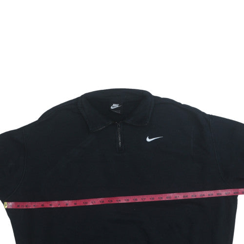 Nike Men's Black 1/4 Zip Collared Fleece Sweatshirt Size M