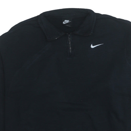 Nike Men's Black 1/4 Zip Collared Fleece Sweatshirt Size M
