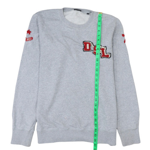 Diesel Men's Grey L Crew Neck Embroidered Logo Pullover Sweatshirt