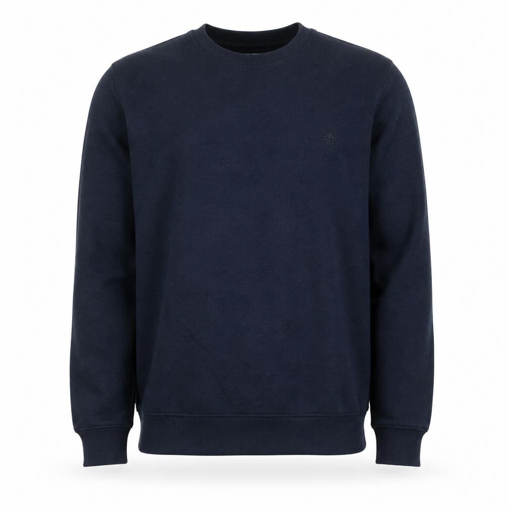Front view of Original Penguin Men's Blue Crew Neck Sweatshirt, size M